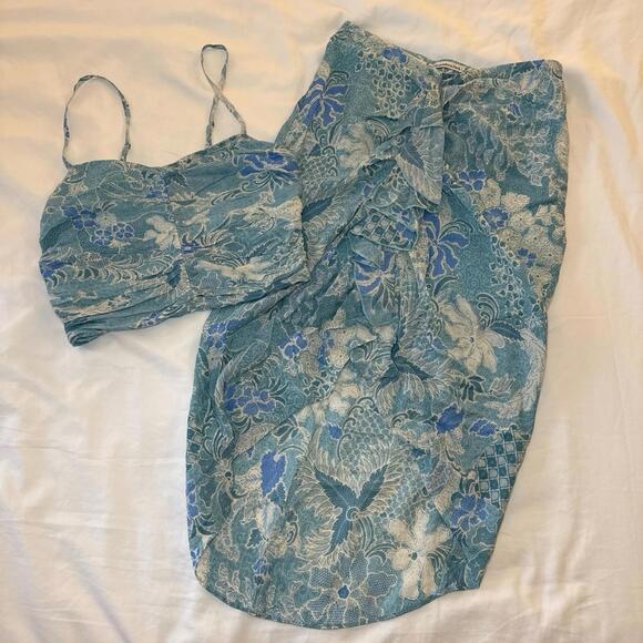 Abercrombie & Fitch Dresses & Skirts - Abercrombie tank and skirt set Blue Floral Ruched flowy Small NWT